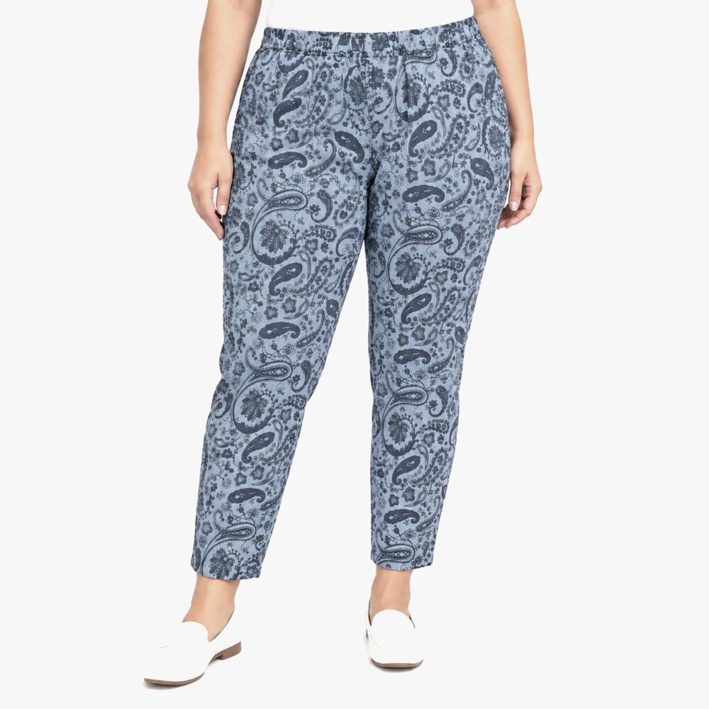 DG2 by Diane Gilman Blue Paisley Pull-On Ankle Jeans Size P3X NWT